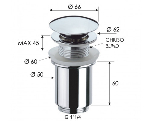 Донный клапан без перелива 1”1/4 Remer 904CC114СFP, черный брашированный хром
