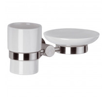 Стакан с мыльницей Remer Minimal INOX Mi17INOXCR, нержавеющая сталь