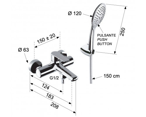 Смеситель для ванны Remer Vanity V02