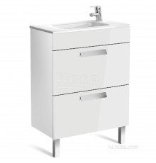 Тумба под раковину Roca Debba 60 2 ящика, белый глянец ZRU9302708