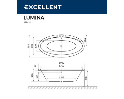 Ванна EXCELLENT Lumina 190x95