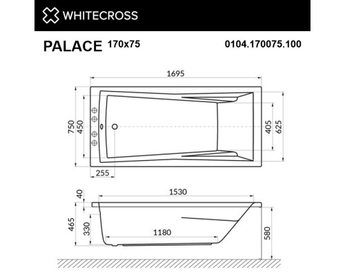Ванна WHITECROSS Palace 170x75 "SMART" (золото)