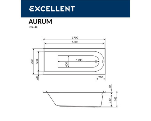 Ванна EXCELLENT Aurum 170x70