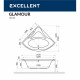 Ванна EXCELLENT Glamour 150x150 "LINE" (бронза)