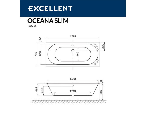 Ванна EXCELLENT Oceana Slim 180x80
