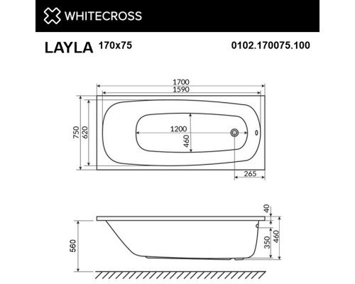 Ванна WHITECROSS Layla 170x75 акрил