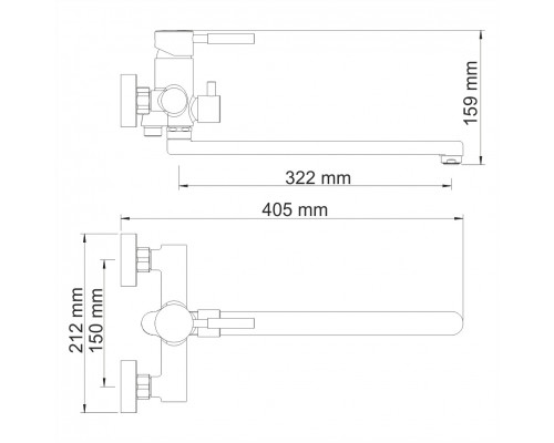 Main 4102L Смеситель для ванны с длинным изливом WasserKRAFT
