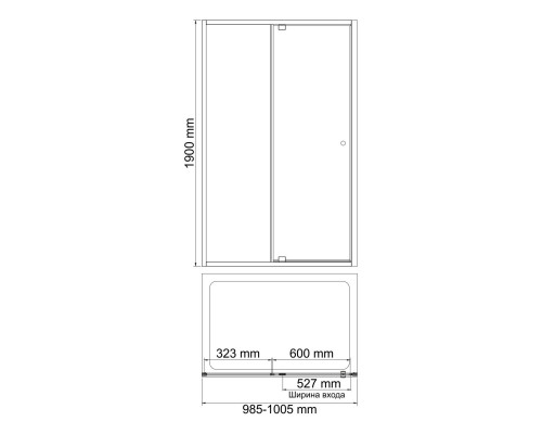 Aula 11P12 Душевая дверь WasserKRAFT 100x190x90