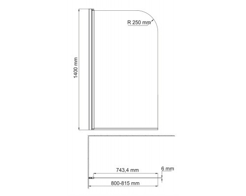 Leine 35P01-80WHITE Стеклянная шторка на ванну WasserKRAFT 80x140