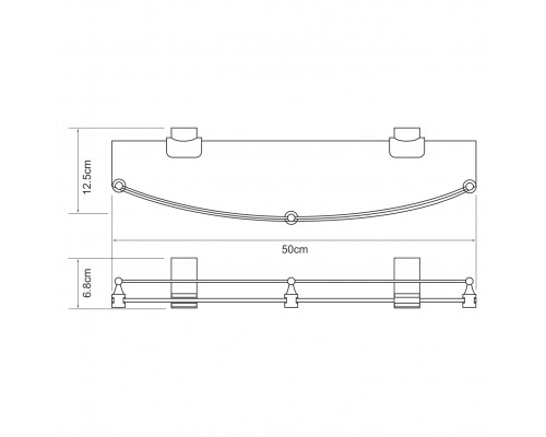 Leine K-5044WHITE (ранее К-5024WHITE) Полка стеклянная с бортиком WasserKRAFT