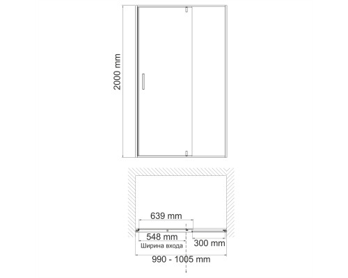 Aisch 55P12 Душевая дверь WasserKRAFT 100x200