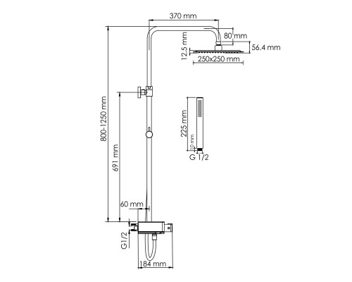 A114.255.217.CB Thermo Душевой комплект с термостатическим смесителем WasserKRAFT
