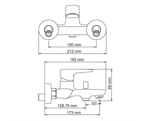 Vils 5601 Смеситель для ванны с коротким изливом WasserKRAFT