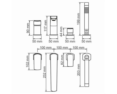 Salm 2755 Смеситель на борт ванны, 4 отверстия WasserKRAFT