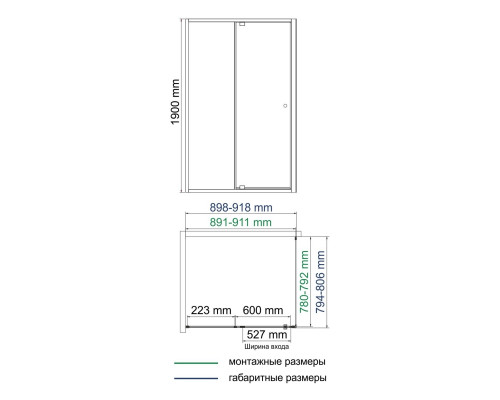 Aula 11P20 Душевой уголок WasserKRAFT 90x190x80