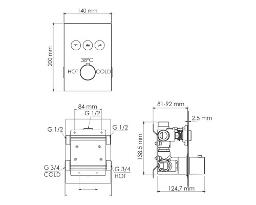 Neime 1944 Thermo Смеситель для ванны и душа WasserKRAFT