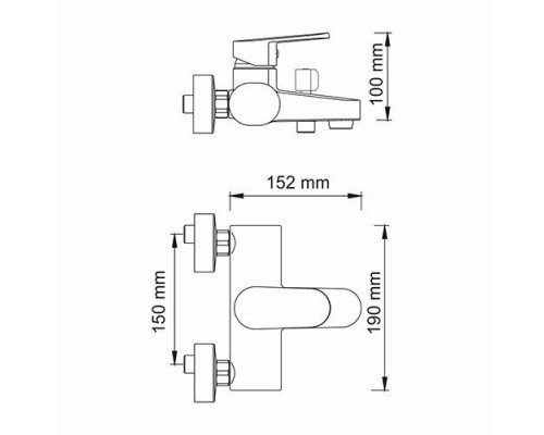 Donau 5301 Смеситель для ванны с коротким изливом WasserKRAFT