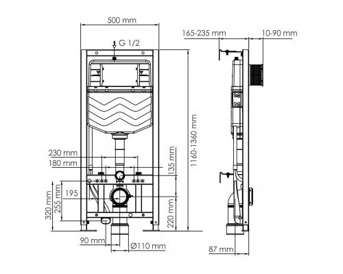 Аллер (Aller) 10TLT.010.ME.RG04 Система инсталляции для унитазов WasserKRAFT