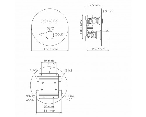 Dinkel 5844 Thermo Смеситель для ванны и душа WasserKRAFT