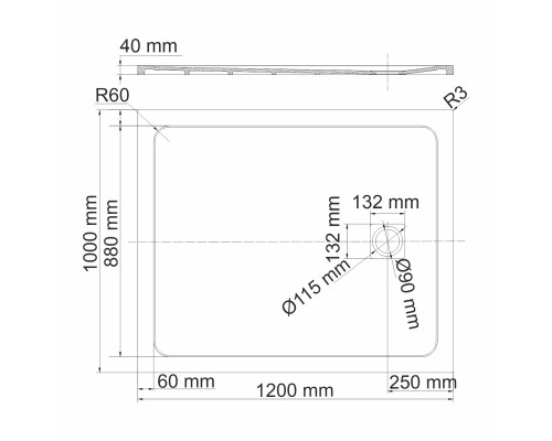 Rhin 44T10 Душевой поддон WasserKRAFT 120x4x100