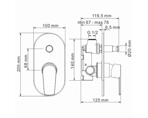 Dill 6161 Смеситель для ванны и душа WasserKRAFT