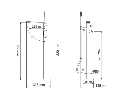 Dinkel 5821 Напольный смеситель для ванны WasserKRAFT