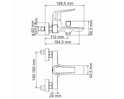 Neime 1901 Смеситель для ванны с коротким изливом WasserKRAFT