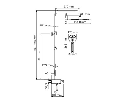 A113.116.127.CH Thermo Душевой комплект с термостатическим смесителем WasserKRAFT