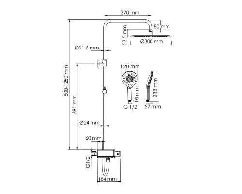 A113.116.101.CH Thermo Душевой комплект с термостатическим смесителем WasserKRAFT