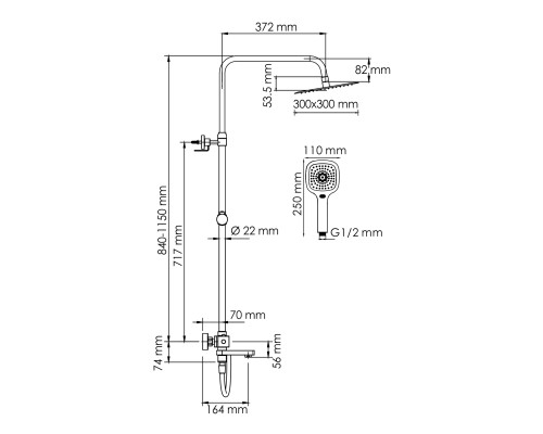 A199.118.065.087.CH Thermo Душевой комплект с термостатическим смесителем WasserKRAFT