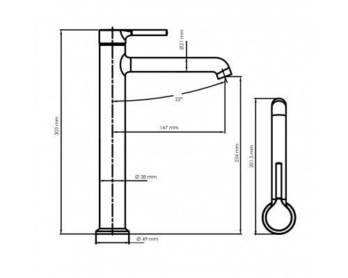 Рейн (Rhein) 9903HBN Смеситель для раковины WasserKRAFT