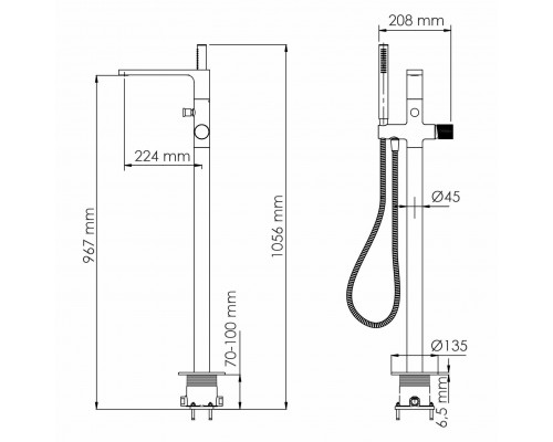 Tauber 6421 Смеситель напольный для ванны WasserKRAFT