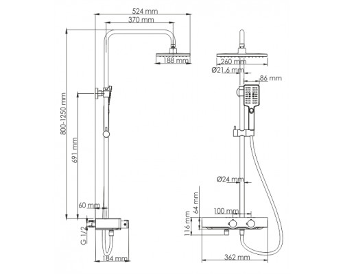 A11401 Thermo Душевой комплект с термостатическим смесителем WasserKRAFT