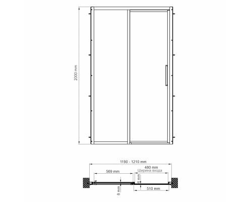 Lopau 32S05L Душевая дверь WasserKRAFT 120x200x90