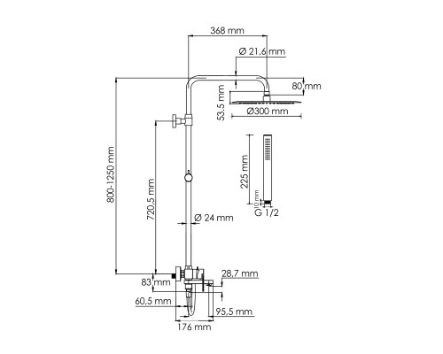 A174.160.217.CB Душевой комплект со смесителем WasserKRAFT