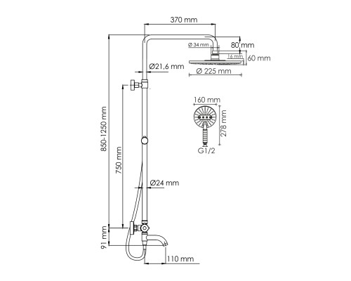 A188.067.059.WM Thermo Душевой комплект с термостатическим смесителем WasserKRAFT