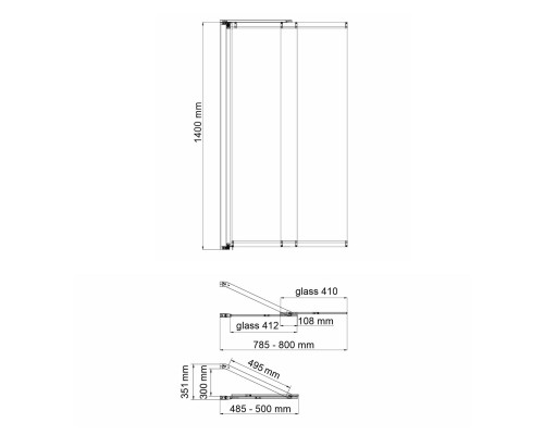 Dill 61S02-80 WasserSchutz Fixed Стеклянная шторка на ванну WasserKRAFT 80x140