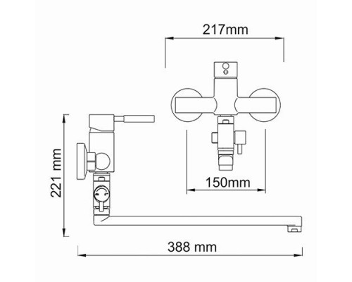 Wern 4202L Смеситель для ванны с длинным изливом WasserKRAFT