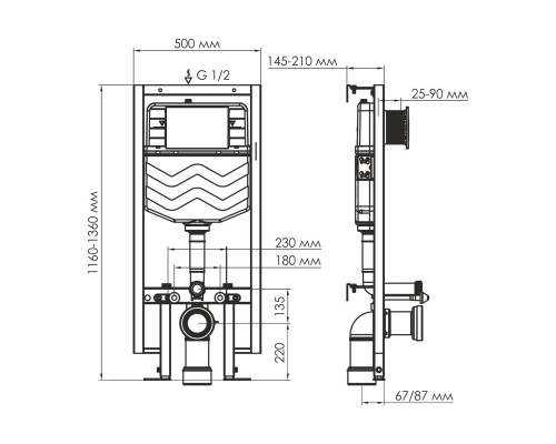 Vils 56TLT.010.ME.CH04 Система инсталляции для унитазов WasserKRAFT