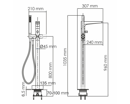 Sauer 7121 Напольный смеситель для ванны WasserKRAFT