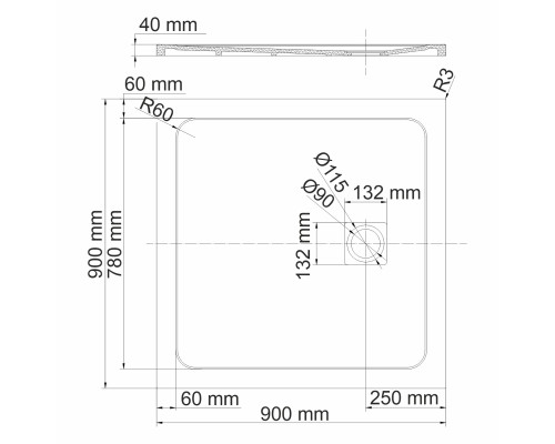 Neime 19T03 Душевой поддон WasserKRAFT 90x4x90