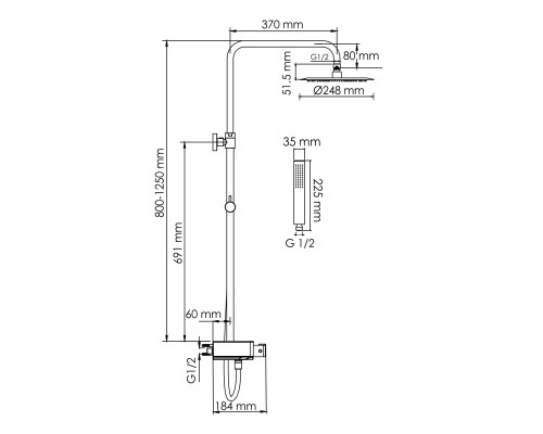 A114.258.218.CB Thermo Душевой комплект с термостатическим смесителем WasserKRAFT