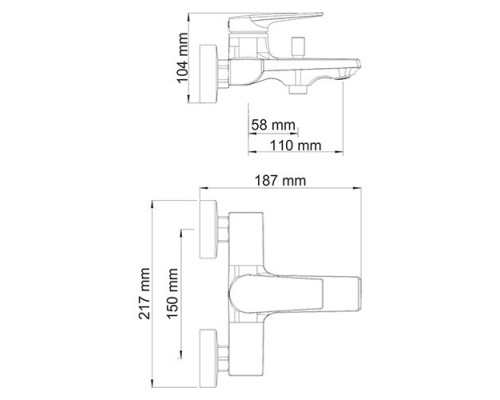 Lopau 3201 Смеситель для ванны с коротким изливом WasserKRAFT