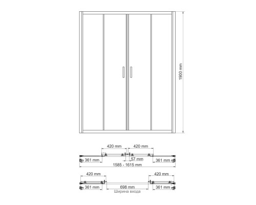 Lippe 45S45 Душевая дверь WasserKRAFT 160x190