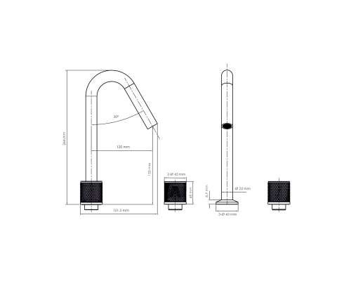 Мюриц (Muritz) 9835BG Встраиваемый смеситель для раковины WasserKRAFT