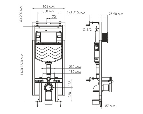 Динкель (Dinkel) 58TLT.010.ME.RG04 Система инсталляции для унитазов WasserKRAFT