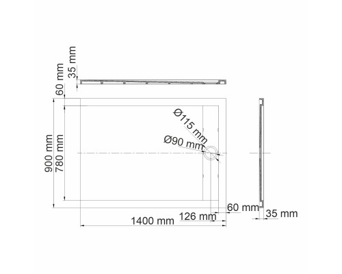 Neime 19T36 Душевой поддон WasserKRAFT 140x4x90