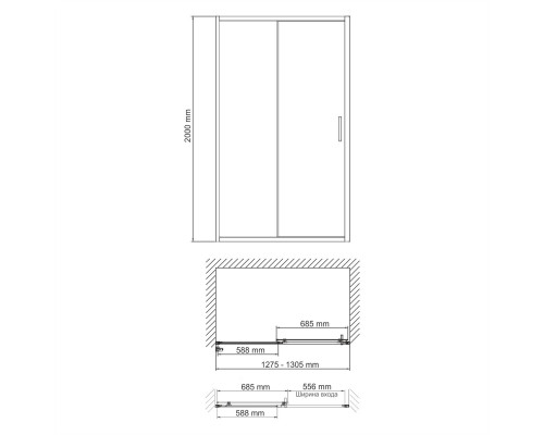 Таубер (Tauber) 64S30 Душевая дверь WasserKRAFT