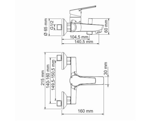 Rhin 4401 Смеситель для ванны с коротким изливом WasserKRAFT