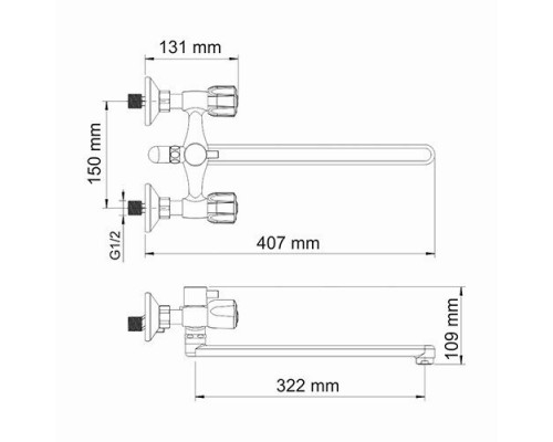 Amper 2902L Смеситель для ванны с длинным изливом WasserKRAFT